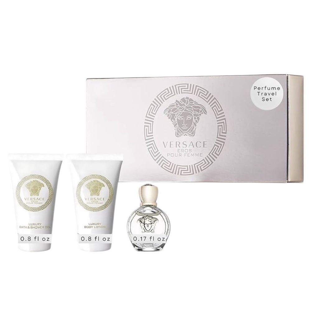Versace Bath & Body Travel Set in White and Gold Accents